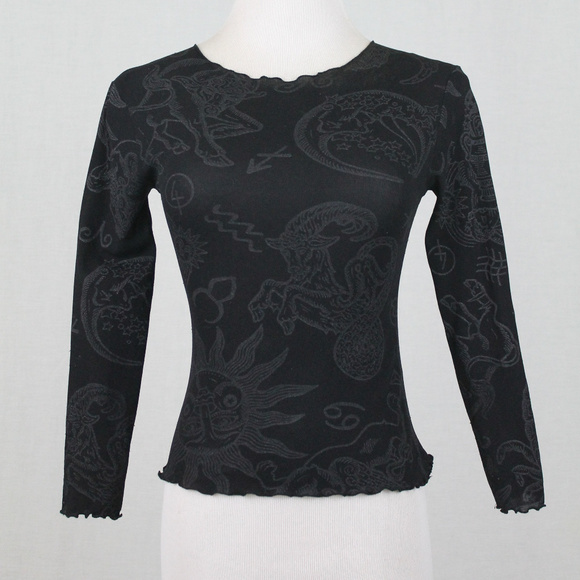 Vintage KARINA TATOU Paris Stretchy Tattoo Top
